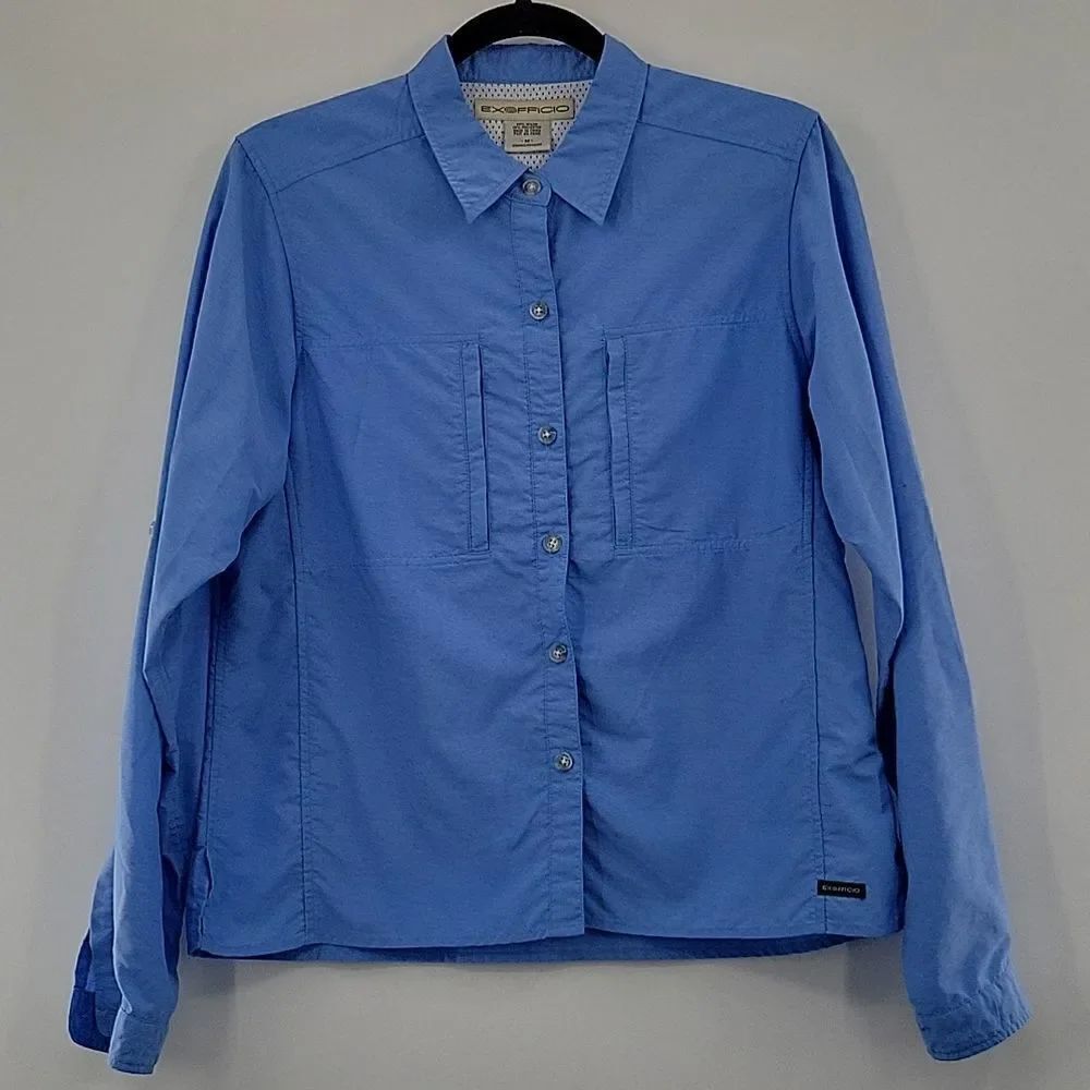 3For$20 Exfficio BabyBlue button down shirt size M